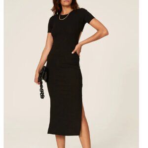 beivy Sophisticated Black Open Back Midi Dress Size Large NWT